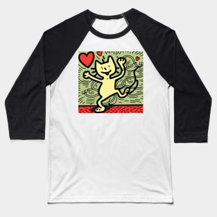 Funny Keith Haring, cat lover Baseball T-Shirt